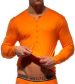 C-IN2 Vibrant Orange Long Sleeve Henley T-Shirt