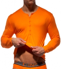 Vibrant Orange Long Sleeve Henley T-Shirt
